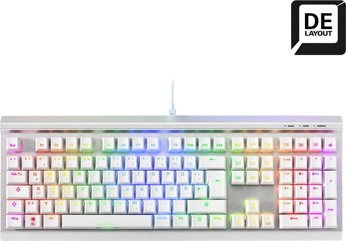 Sharkoon Skiller SGK40 White, LEDs RGB, Huano RED, USB, DE