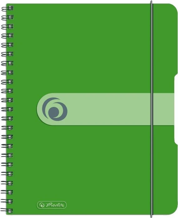 Herlitz Spiralblock to go, A5, kariert, Kunststoff-Cover, grün, 80 Blatt