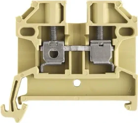 Weidmüller SAK 2.5/35 Durchgangs-Reihenklemme, Schraubanschluss, beige/gelb, 2.5 mm², 24 A, 800 V, Anzahl Anschlüsse: 2
