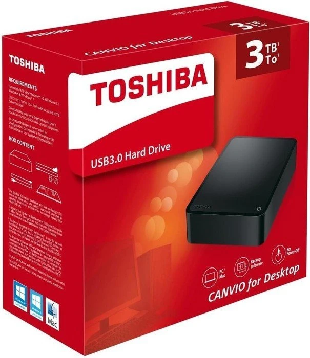 Toshiba Canvio for Desktop, 3TB, USB 3.0 Micro-B