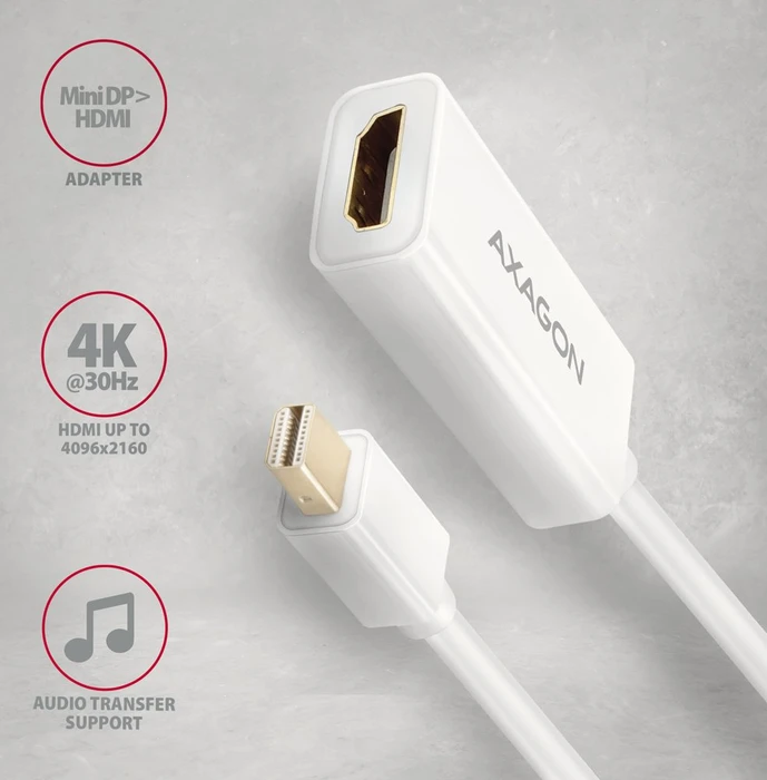 Axagon Mini DisplayPort 1.2/HDMI 1.4b Adapterkabel weiß, 0.15m