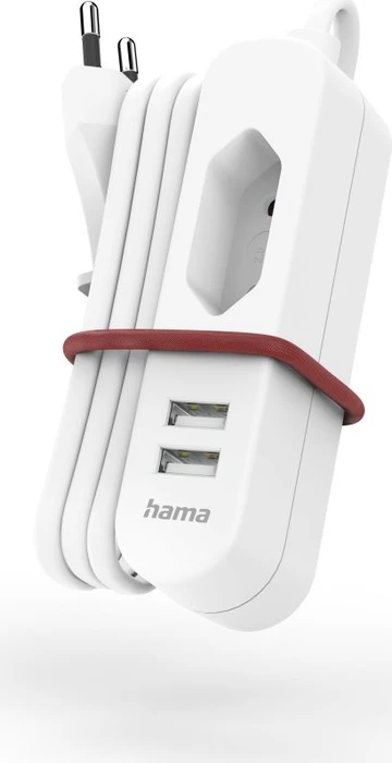 Hama USB-Netzteil mit Eurobuchse und Kabel 2.4A 2x USB 1.9m weiß
