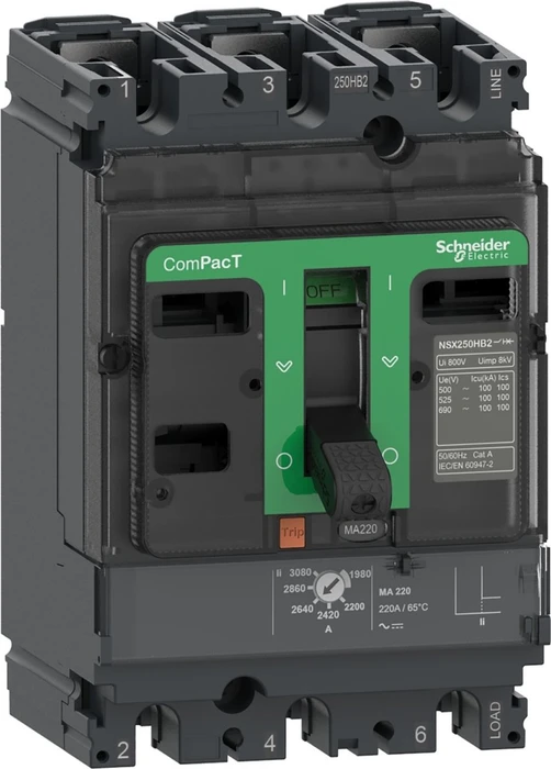 Schneider Electric Kompaktleistungsschalter ComPacT NSX100R mit MA 3P3D 25A, 200kA/415V AC
