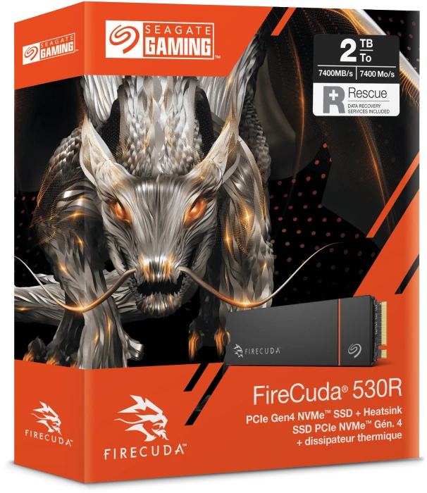 Seagate FireCuda 530R SSD +Rescue 2TB, M.2 2280 / M-Key / PCIe 4.0 x4, Kühlkörper