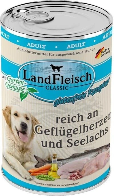 LandFleisch Pur Geflügelherzen und Seelachs, 400g