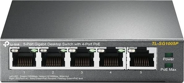 TP-Link TL-SG1005P Desktop Gigabit Switch, 5x RJ-45, 56W PoE