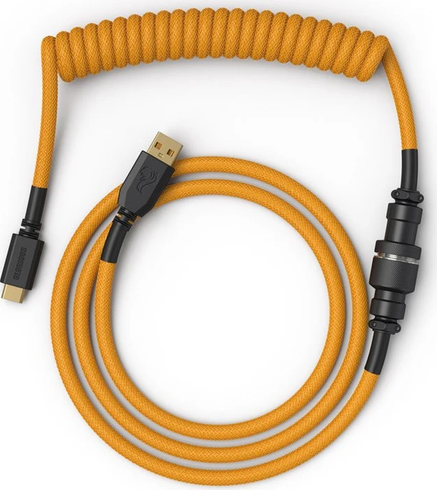 Glorious Coiled Cable USB-C auf USB-A, Tastaturkabel (Spiral-Textilkabel), 1.37m, Glorious Gold