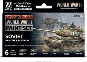 Vallejo Model Color World War II Wargames Color Series Soviet Armour & Infantry Farbset, 6-tlg.