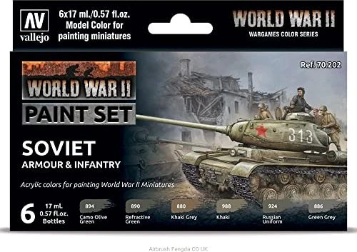 Vallejo Model Color World War II Wargames Color Series Soviet Armour & Infantry Farbset, 6-tlg.