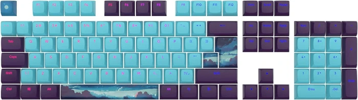 Dark Project Night Sky Multilingual Keycaps, Kunststoff (PBT) Double-Shot, CSA-Profil, blau/violett, 177 Tasten, ANSI & ISO