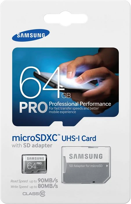 Samsung PRO R90/W50 64GB Kit, UHS-I, Class 10