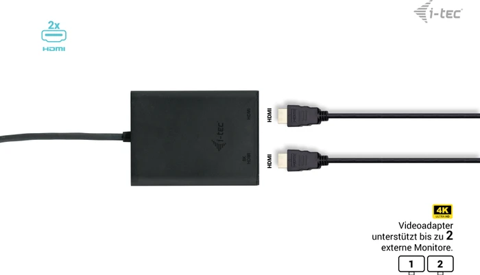 i-tec USB-C Dual 4K/60Hz (single 8K/30Hz) HDMI Video Adapter, USB-C 3.0 [Stecker]