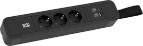 Bachmann Primo 2, 3-fach, mit Schlaufe, 1x USB-A/1x USB-C, 2m, schwarz