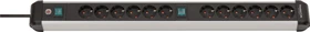 Brennenstuhl Premium-Alu-Line, 12-fach, 2x 6-fach schaltbar, 3m, silber/schwarz