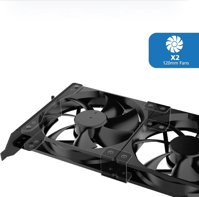 Akasa Lüfter-Montagehalterung für PCI-Slot für 1x/2x 120mm Lüfter