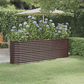 vidaXL Stahl Hochbeet oval 224x40cm braun