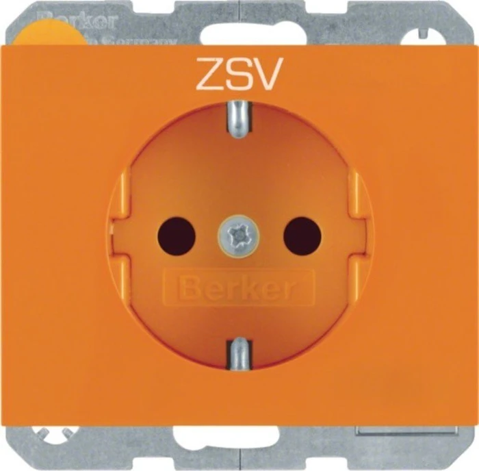 Berker K.5 Steckdose SCHUKO mit Aufdruck "ZSV", orange glänzend