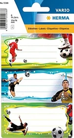 Herma Buchetiketten Fußball, 76x35mm, mehrfarbig, 3 Blatt (9 Etiketten)