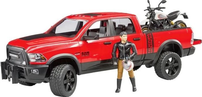 Bruder Profi-Serie RAM 2500 Power Wagon mit Ducati Desert Sled und Fahrer