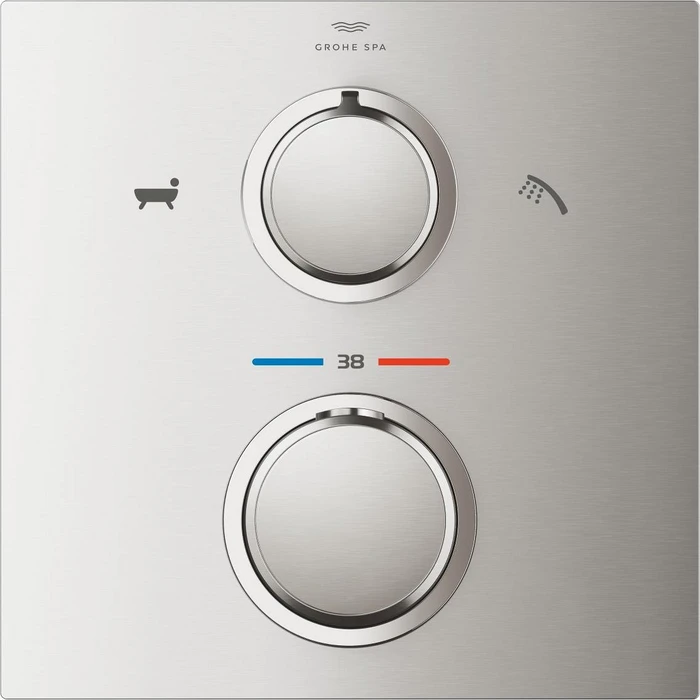 Grohe Allure Thermostat-Wannenbatterie mit integrierter 2-Wege-Umstellung supersteel