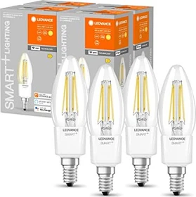 Osram Ledvance SMART+ WiFi Filament Candle B35 40 4W/827 E14, 4 Stück
