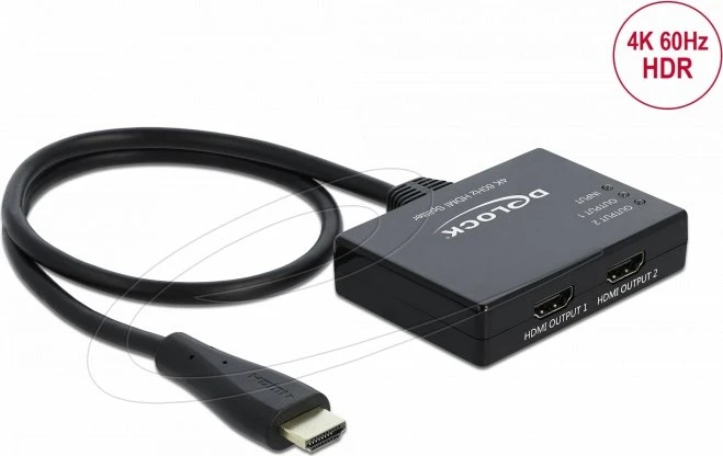 DeLOCK HDMI Splitter 1x HDMI In, 2x HDMI Out 4K 60 Hz