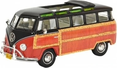 Schuco VW T1 Samba Woody braun/rot