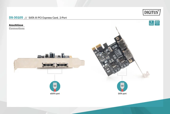 Digitus 2x SATA/2x eSATA, PCIe 2.0 x1