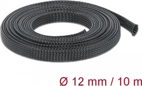 DeLOCK Geflechtschlauch dehnbar, 12mm, 10m, schwarz