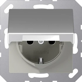 Jung Serie A Steckdose mit Klappdeckel, aluminium