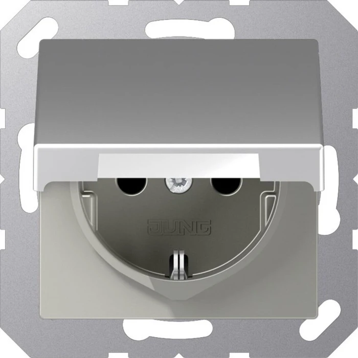 Jung Serie A Steckdose mit Klappdeckel, aluminium