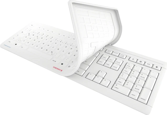Cherry Stream Protect Keyboard Wireless-grau, weiß/grau, USB, DE