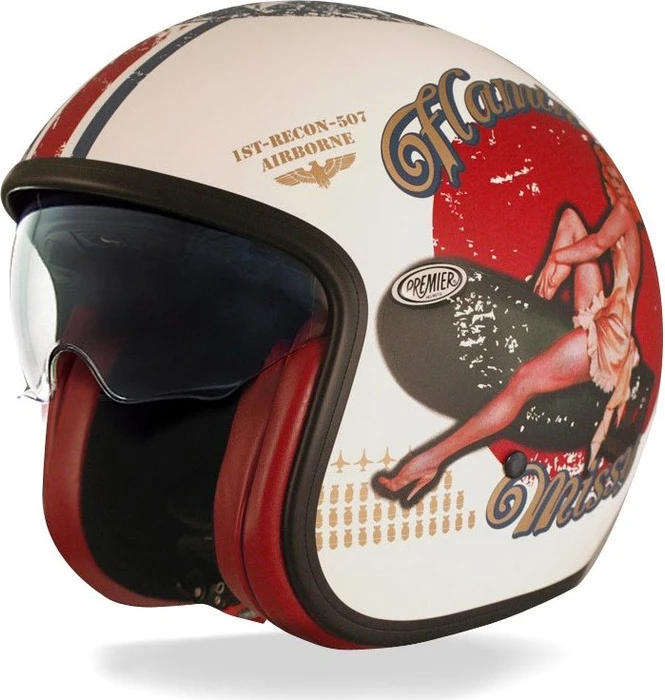 Premier Helmets Vintage Pin Up weiß/blau/rot
