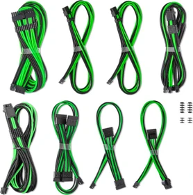 CableMod C-Series Pro ModMesh 12V-2x6 Cable Kit, Dual StealthSense, Corsair Type 4, schwarz/hellgrün (CM-PCSR-16X2KIT-NKKLG-R-SS)