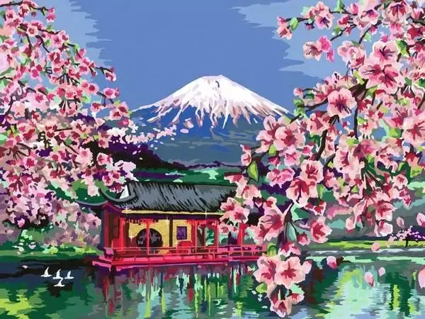 Ravensburger Malen nach Zahlen CreArt Leinwand Japanische Kirschblüten