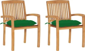 vidaXL Teak Stapelsessel grün, 2 Stück