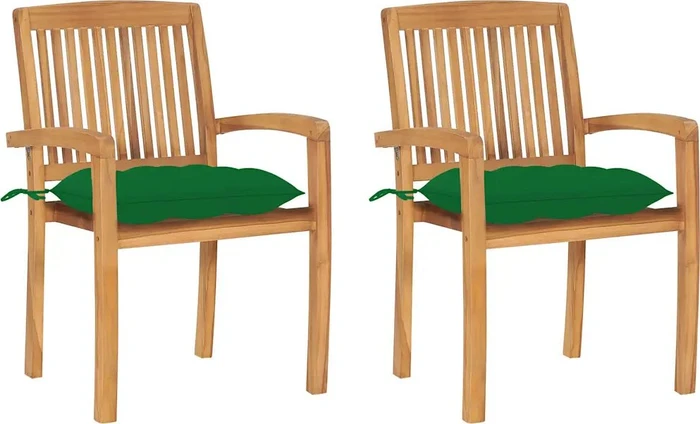 vidaXL Teak Stapelsessel-Set, 2-tlg.
