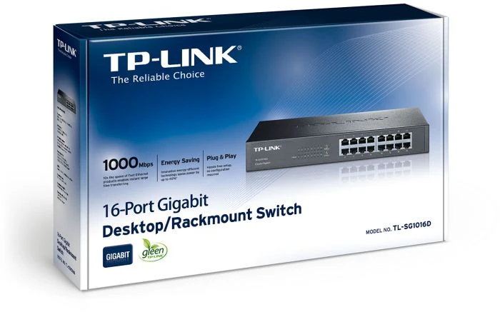 TP-Link TL-SG1016D Desktop Gigabit Switch, 16x RJ-45