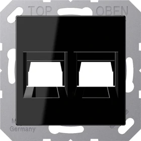 Jung Abdeckung (gerastet) für Modular-Jack-Steckbuchsen, 2fach, UMA-CAT6A, RADIALL, Panduit, Assmann, Thermoplast, Serie A, schwarz