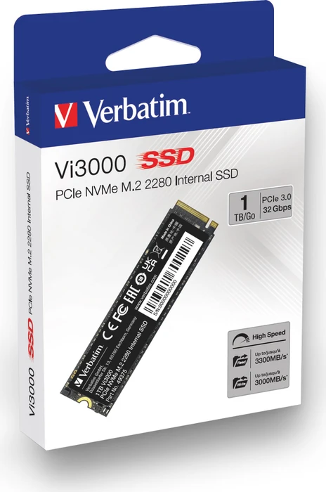 Verbatim Vi3000 PCIe NVMe SSD 1TB, M.2 2280 / M-Key / PCIe 3.0 x4