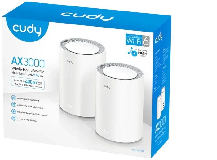 Cudy M3000 2.0, AX3000, weiß, 2er-Pack