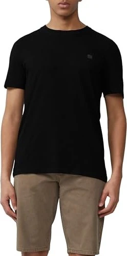 s.Oliver Flammgarnstruktur Logo-Print T-Shirt kurzarm schwarz (Herren)