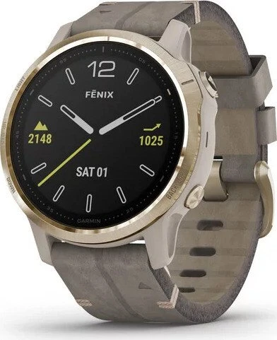 Garmin Fenix 6S Sapphire light gold/shale grey leather