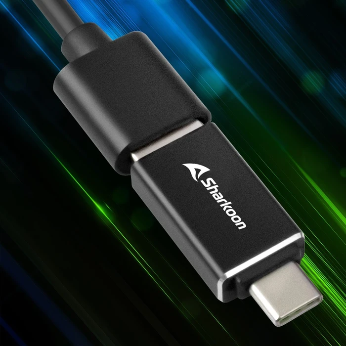 Sharkoon 4-Port Aluminium Hub schwarz, USB-A/USB-C 3.0 [Stecker]