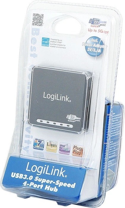 LogiLink USB-Hub, 4x USB-A 3.0, USB 3.0 Micro-B [Buchse]