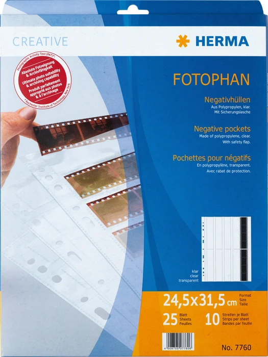 Herma 10x4 Streifen Negativ-Hüllen, 25 Stück