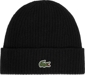 Lacoste Rippstrick Tuchwolle Beanie schwarz