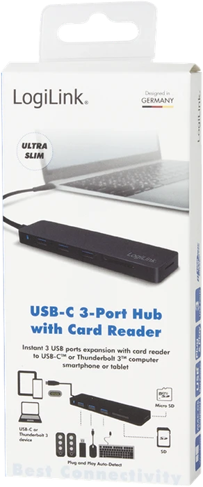 LogiLink USB-Hub, Dual-Slot-Cardreader, USB-C 3.0 [Stecker]