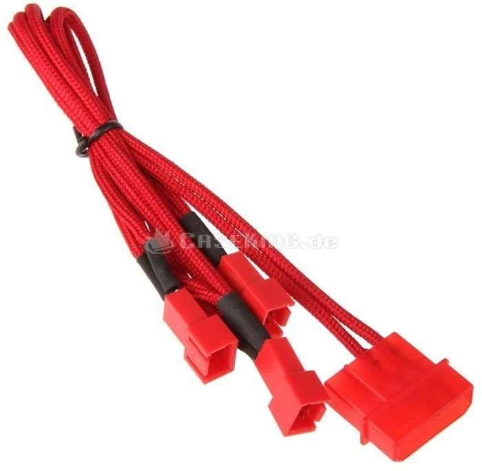 BitFenix Molex auf 3-Pin Adapter, sleeved, 20cm, rot