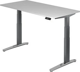 Hammerbacher Ergonomic Aktiv XBHM16 elektrisch höhenverstellbarer Sitz-Steh-Schreibtisch 160x80cm grau/graphit